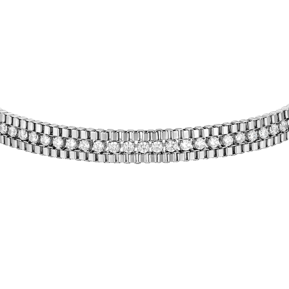 BRACCIALE UOMO IN ACCIAIO E ZIRCONI BIANCHI - Image 4