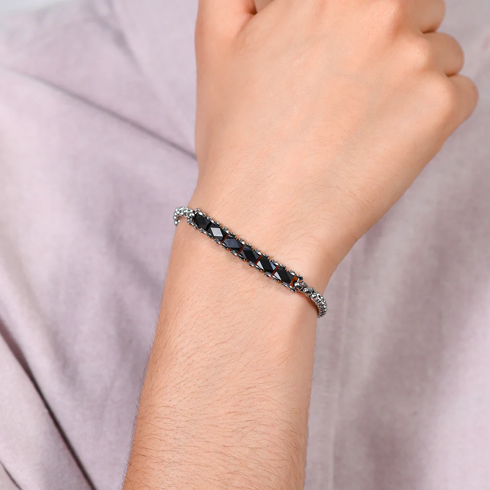 BRACCIALE UOMO IN ACCIAIO ELEMENTI CENTRALI - Image 2