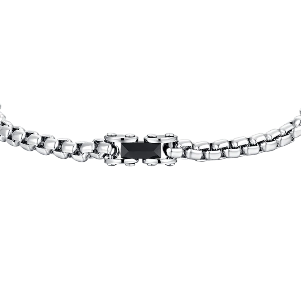BRACCIALE UOMO IN ACCIAIO ELEMENTI IN CERAMICA NERA - Image 4