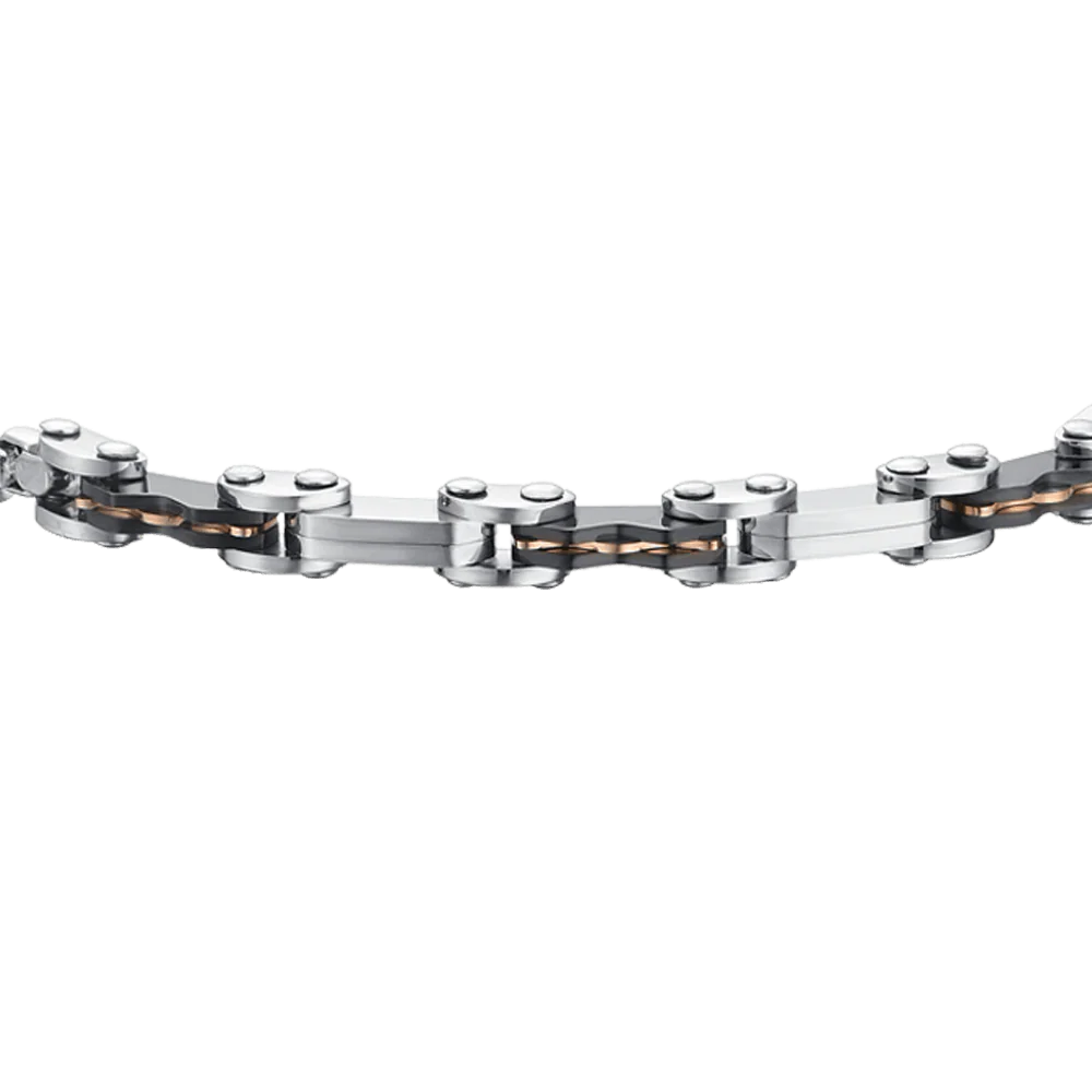 BRACCIALE UOMO IN ACCIAIO ELEMENTI IP NERO E IP ROSE - Image 4