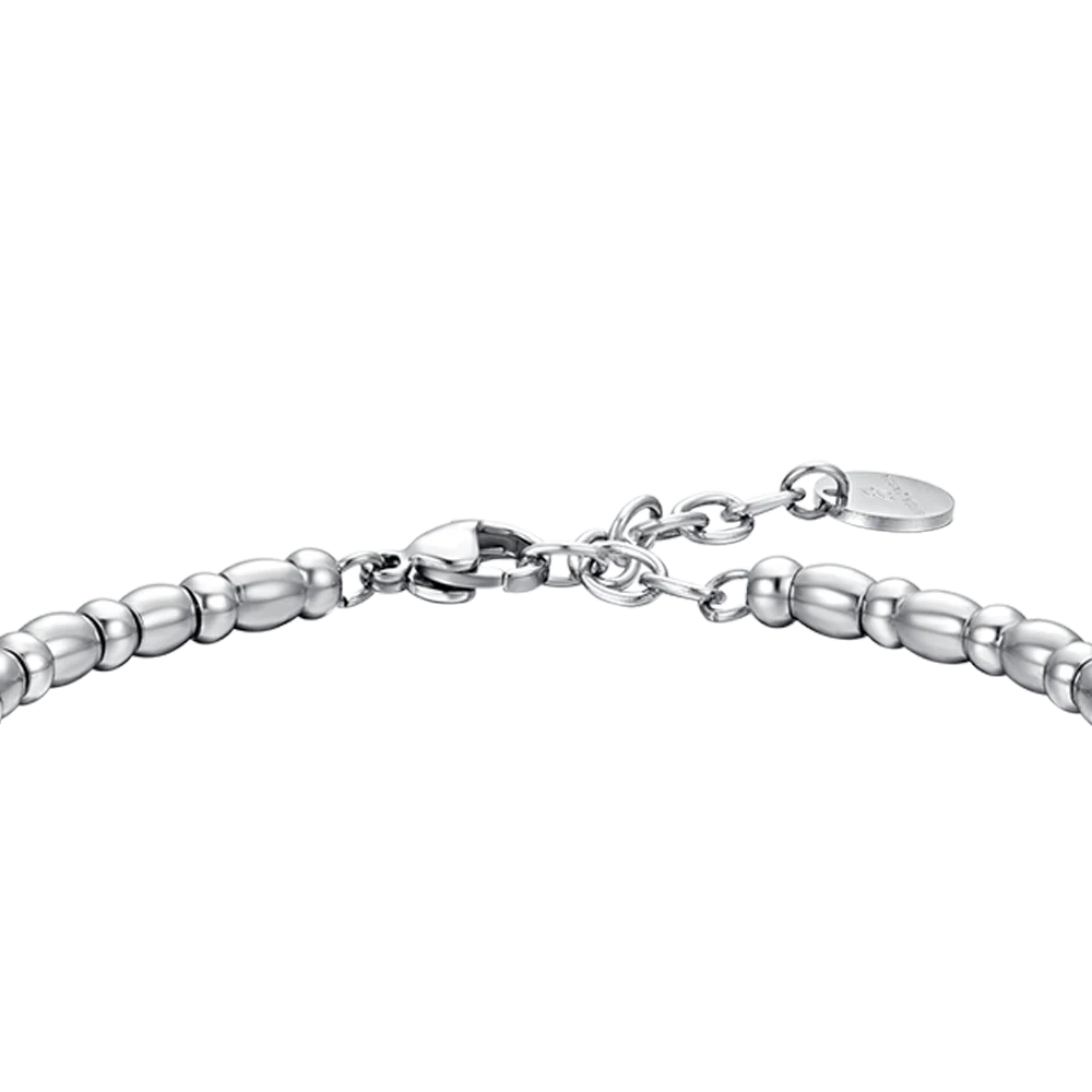 BRACCIALE UOMO IN ACCIAIO ELEMENTO CON ANCORA SILVER E SMALTO NERO - Image 5