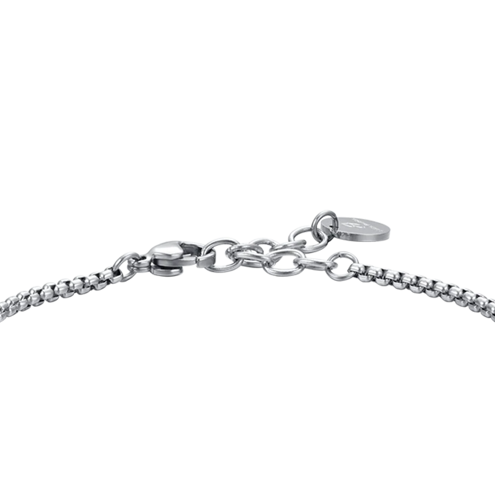 BRACCIALE UOMO IN ACCIAIO ELEMENTO CON FERRO DI CAVALLO SILVER E SMALTO NERO - Image 5