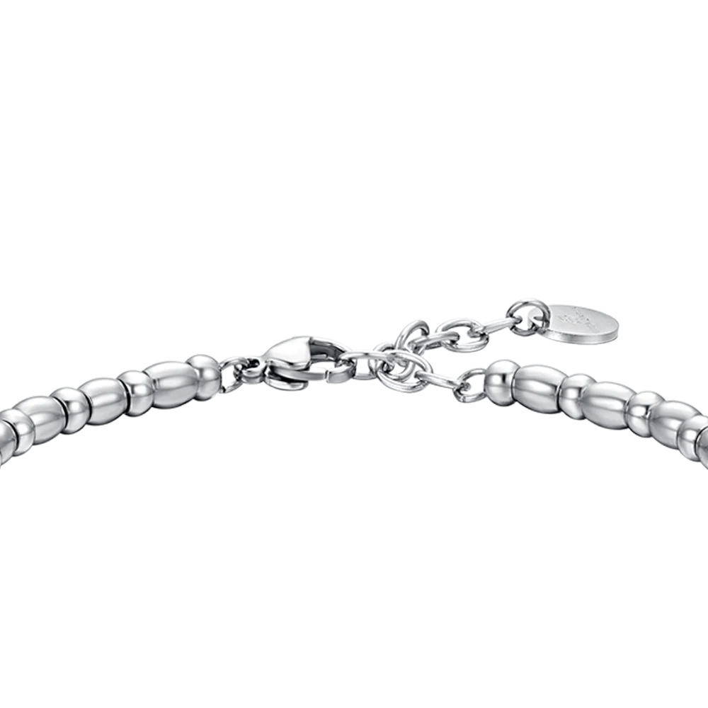 BRACCIALE UOMO IN ACCIAIO ELEMENTO CON ROSA DEI VENTI SILVER E SMALTO NERO - Image 5