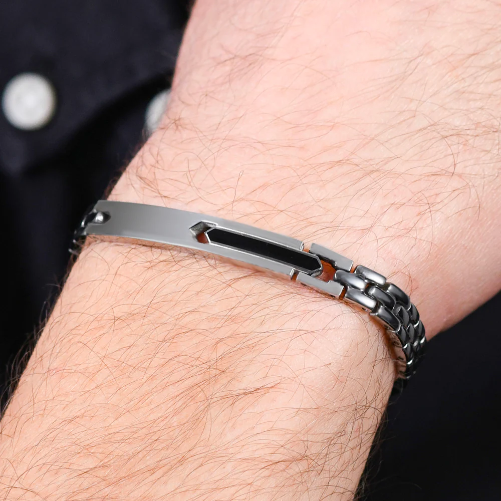 BRACCIALE UOMO IN ACCIAIO ELEMENTO IP NERO - Image 2