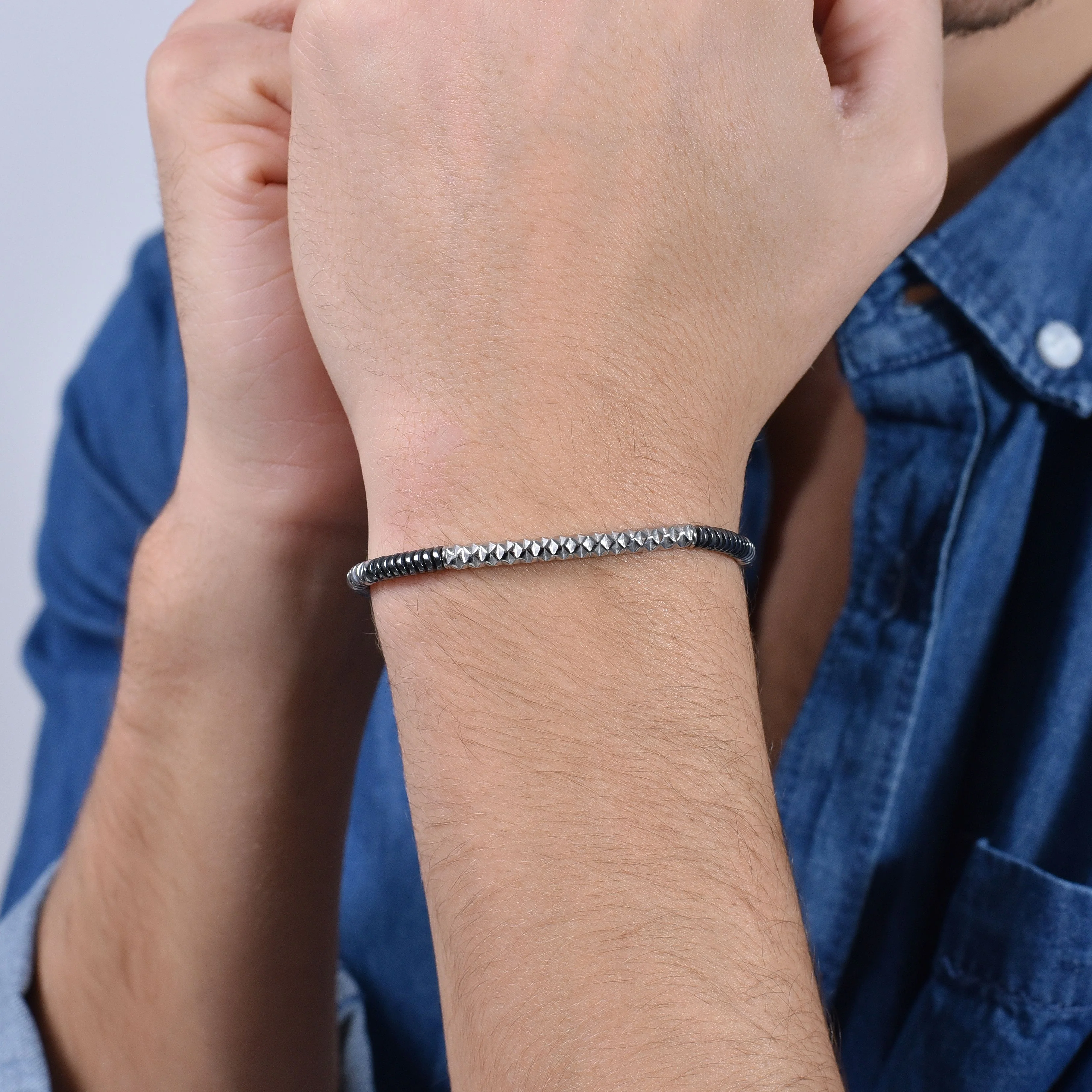 BRACCIALE UOMO IN ACCIAIO EMATITE GRIGIA - Image 2