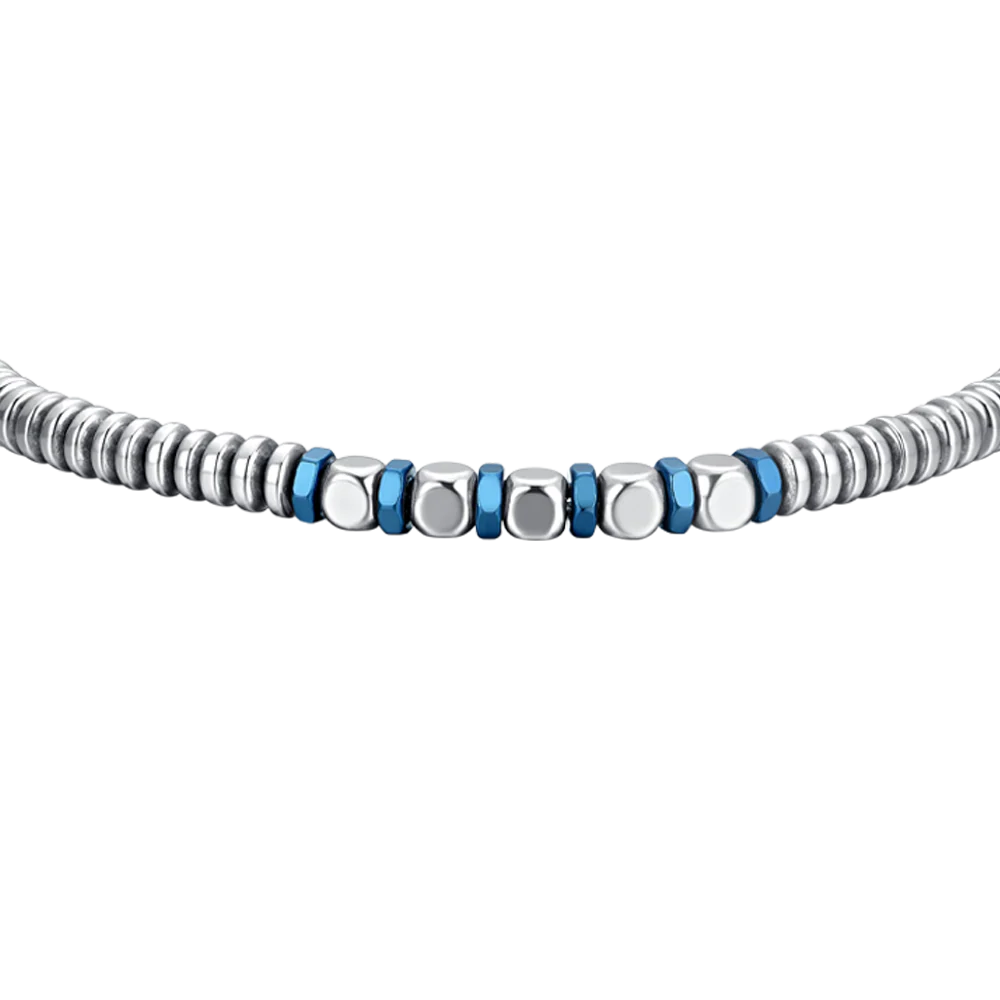 BRACCIALE UOMO IN ACCIAIO EMATITE SILVER E BLU - Image 4