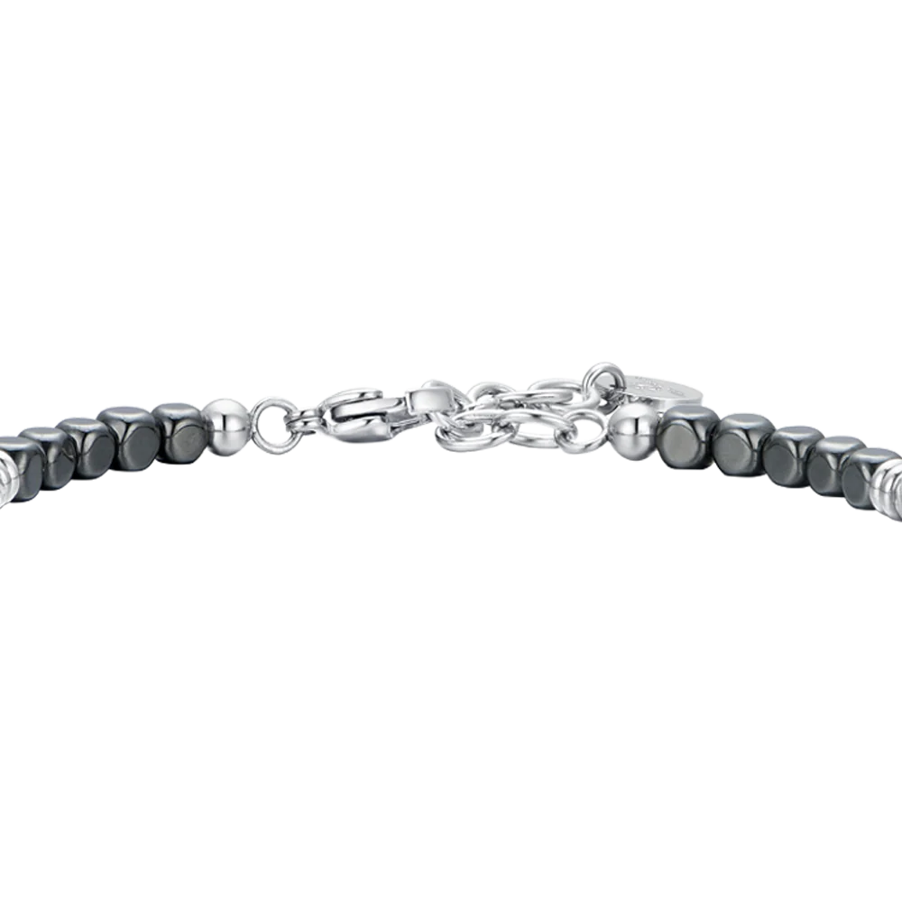 BRACCIALE UOMO IN ACCIAIO EMATITE SILVER E NERA - Image 5