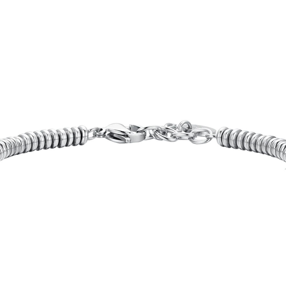 BRACCIALE UOMO IN ACCIAIO EMATITE SILVER E NERA - Image 5