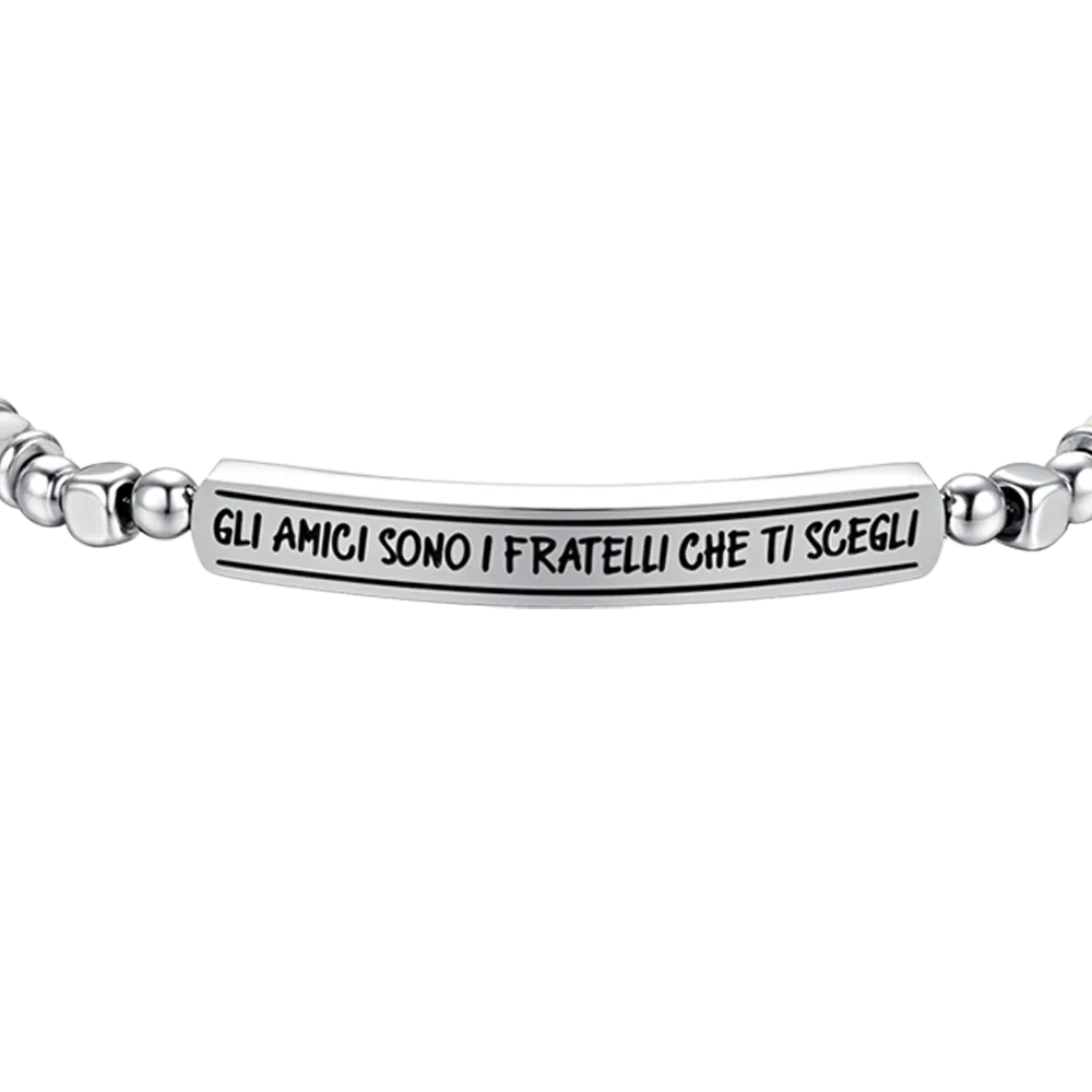 BRACCIALE UOMO IN ACCIAIO E PIETRE MULTICOLOR GLI AMICI SONO I FRATELLI CHE TI - Image 4