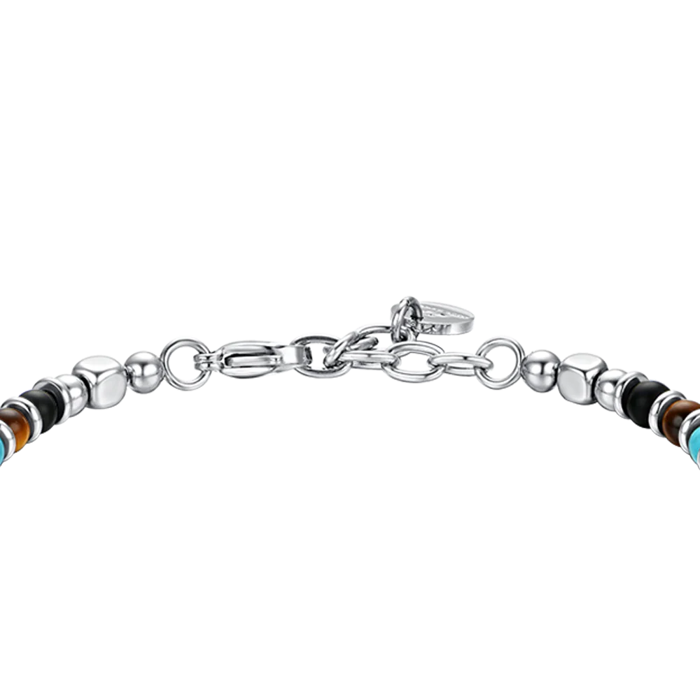 BRACCIALE UOMO IN ACCIAIO E PIETRE MULTICOLOR GLI AMICI SONO I FRATELLI CHE TI - Image 5