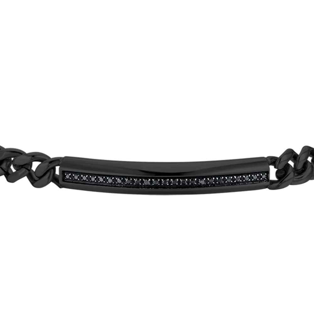 BRACCIALE UOMO IN ACCIAIO IP NERO CON ELEMENTO CON CRISTALLI NERI - Image 4