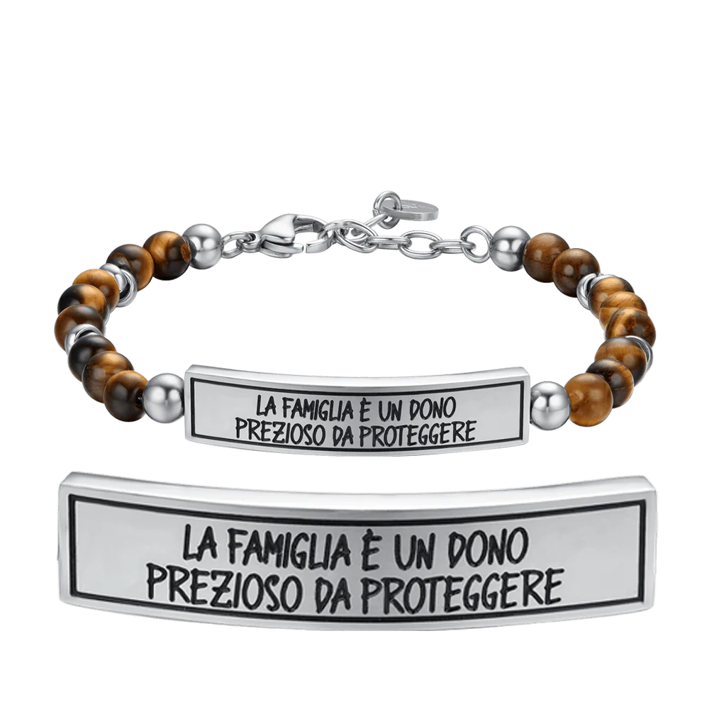 BRACCIALE UOMO IN ACCIAIO LA FAMIGLIA È UN DONO PREZIOSO DA PROTEGGERE