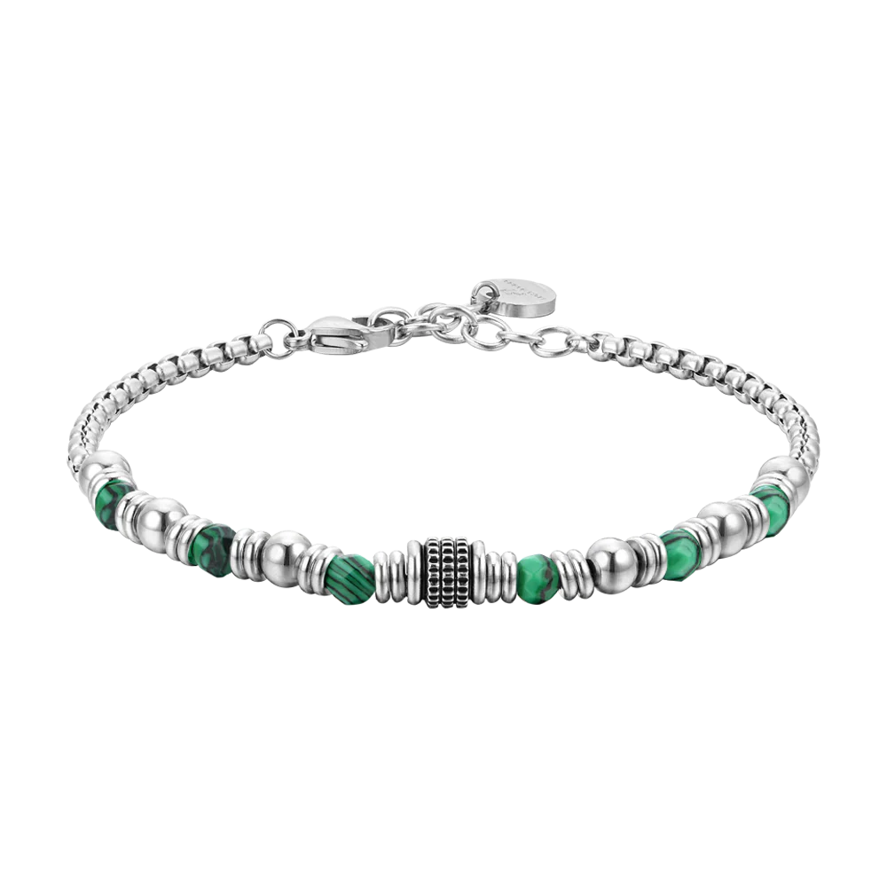 BRACCIALE UOMO IN ACCIAIO MALACHITE VERDE