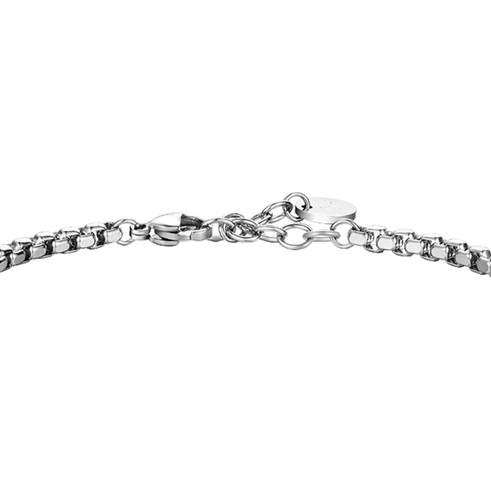 BRACCIALE UOMO IN ACCIAIO, PIASTRA CON SMALTO NERO E ROSA DEI VENTI E CORDA ROSS - Image 5