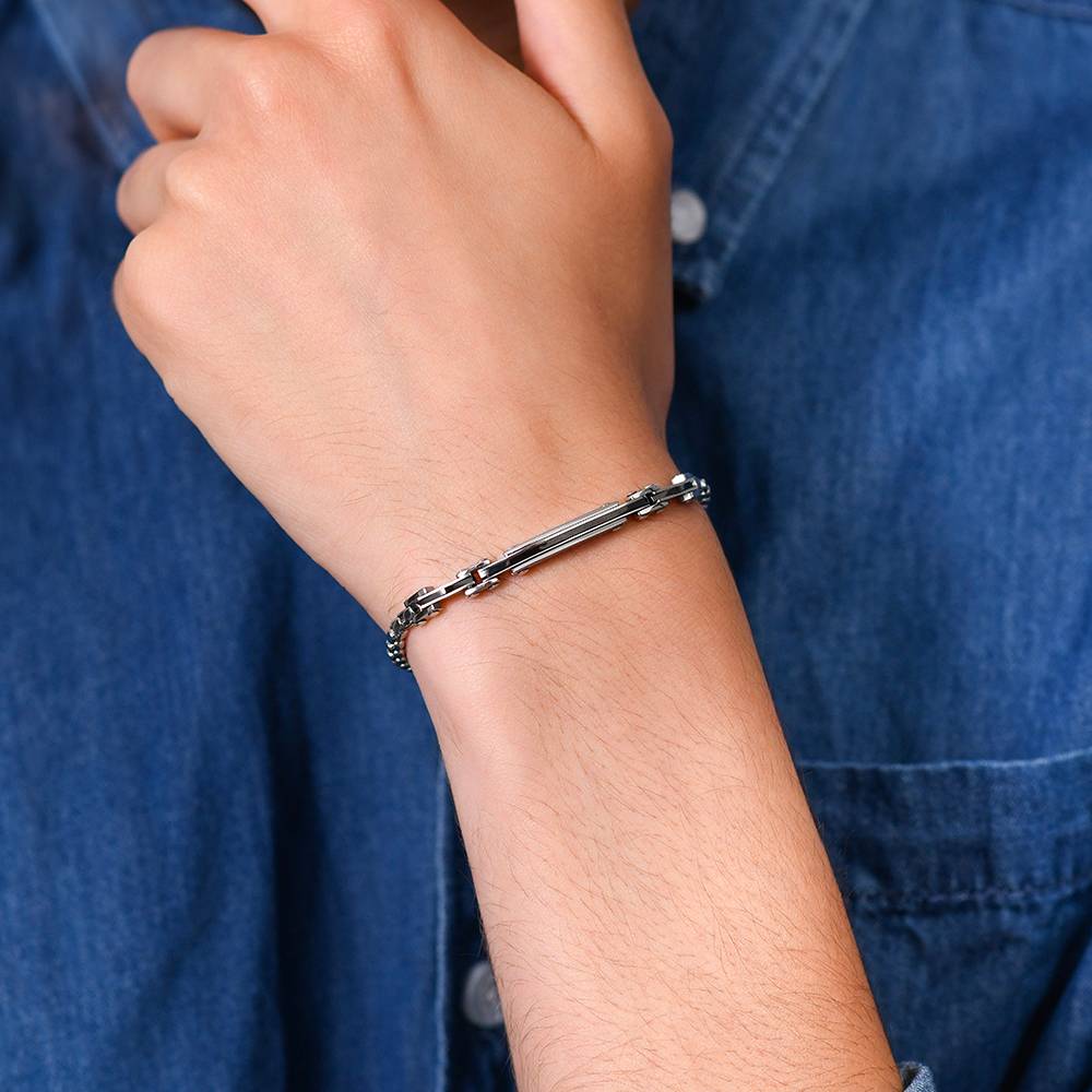 BRACCIALE UOMO IN ACCIAIO PIASTRA ED ELEMENTI IP NERO - Image 2