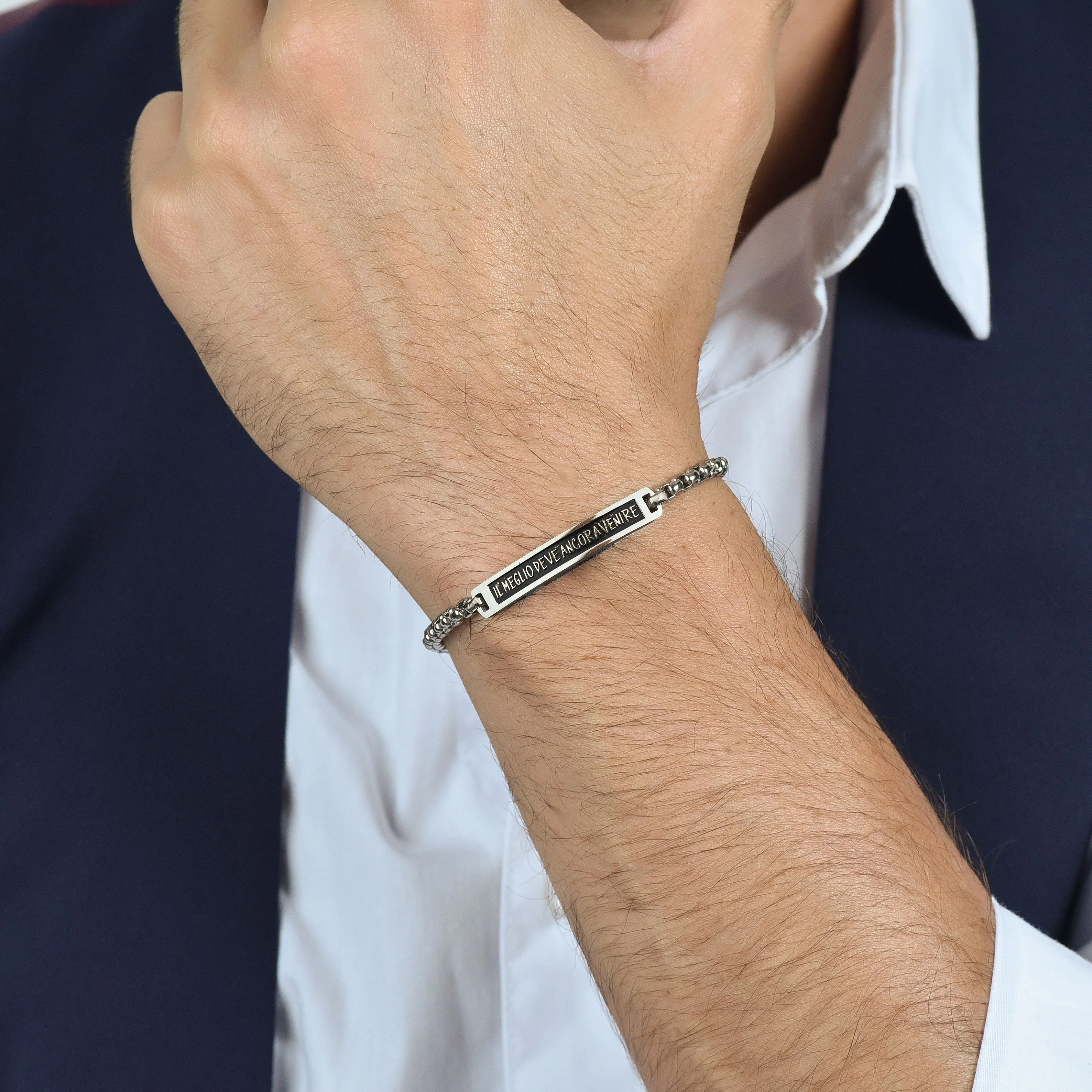 BRACCIALE UOMO IN ACCIAIO PIASTRA IL MEGLIO DEVE ANCORA VENIRE - Image 2