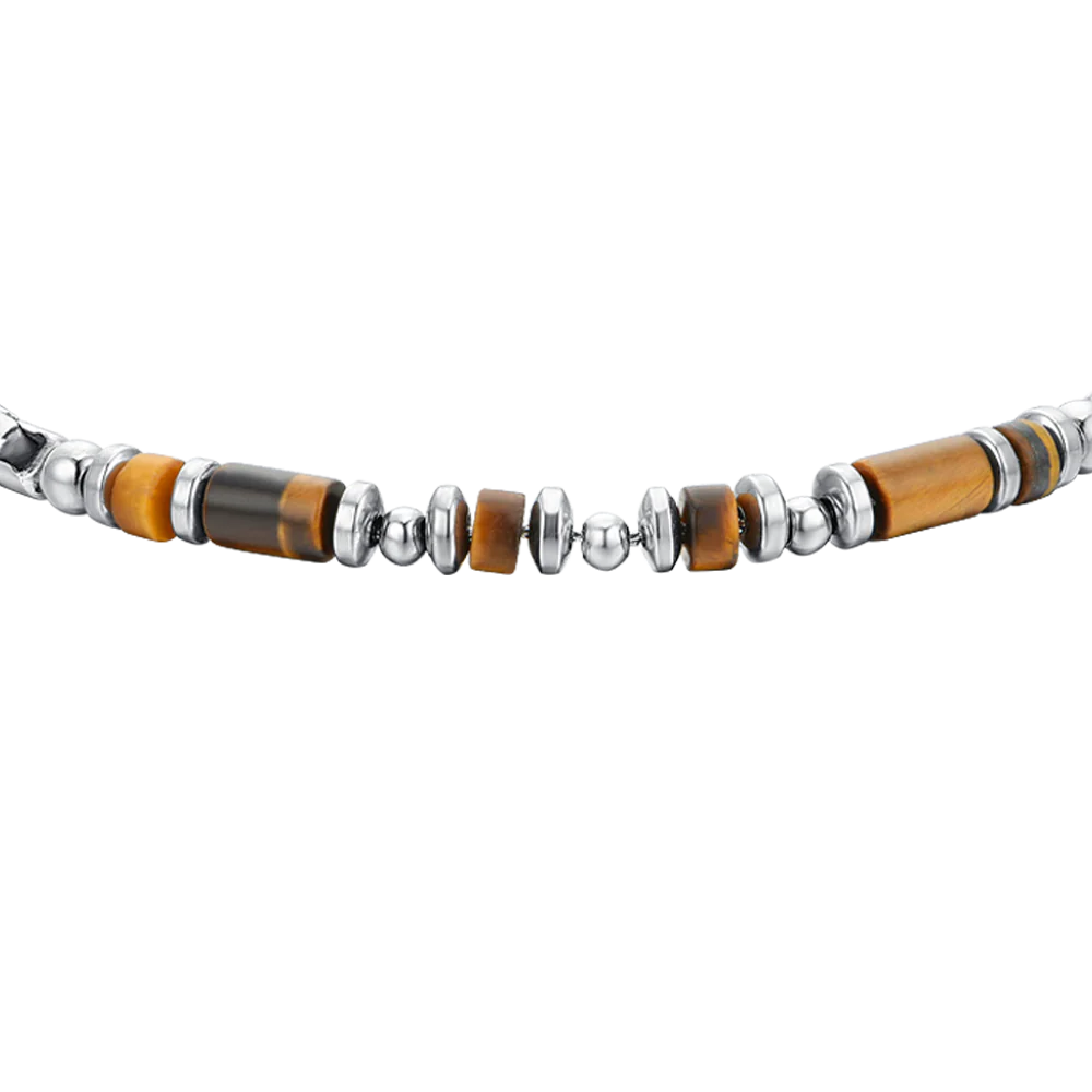 BRACCIALE UOMO IN ACCIAIO PIETRA OCCHIO DI TIGRE - Image 4