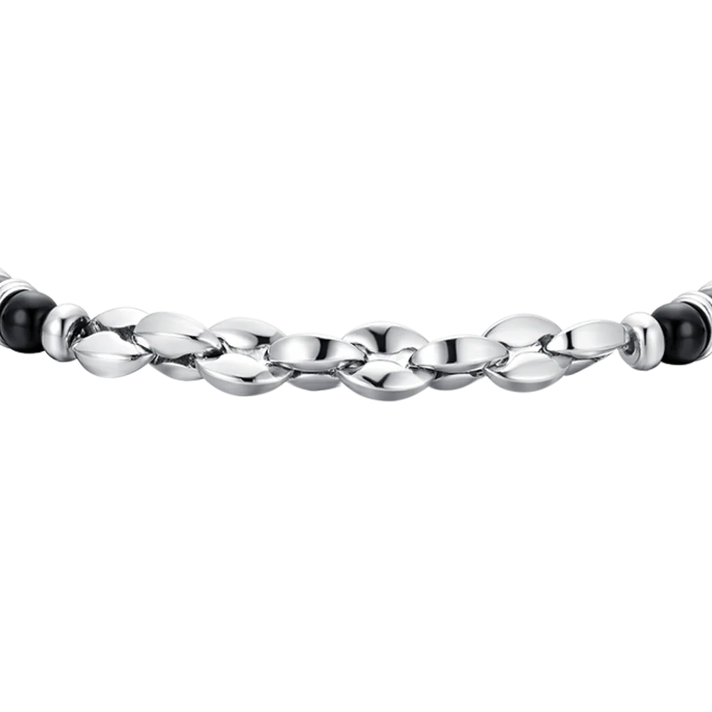 BRACCIALE UOMO IN ACCIAIO PIETRE AGATA NERA - Image 4