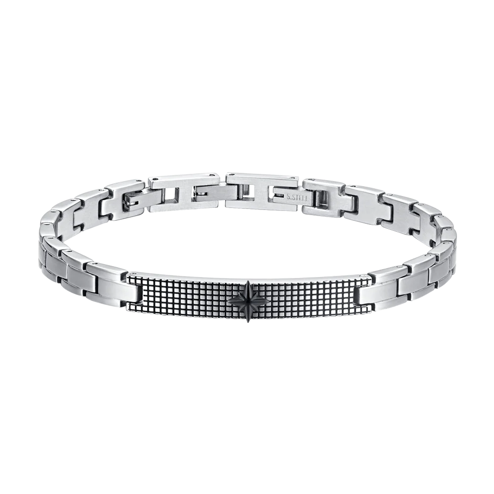 BRACCIALE UOMO IN ACCIAIO ROSA DEI VENTI IP NERO