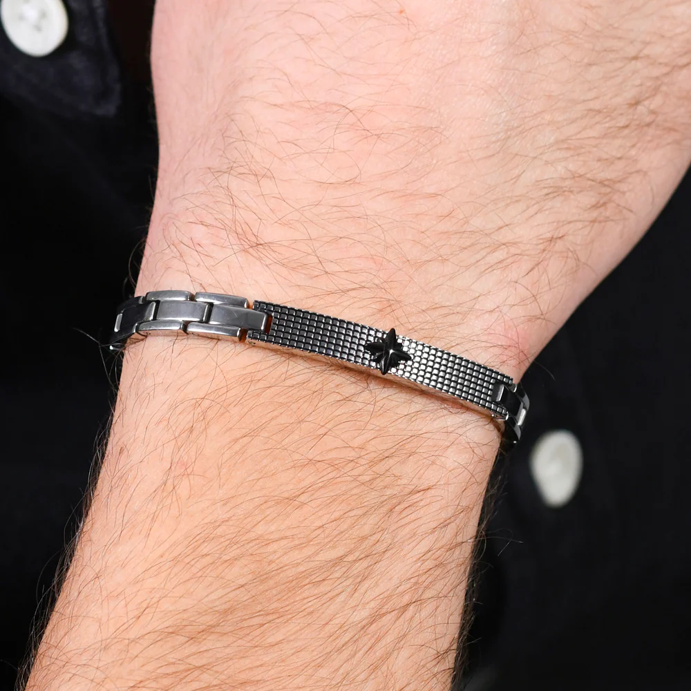 BRACCIALE UOMO IN ACCIAIO ROSA DEI VENTI IP NERO - Image 2