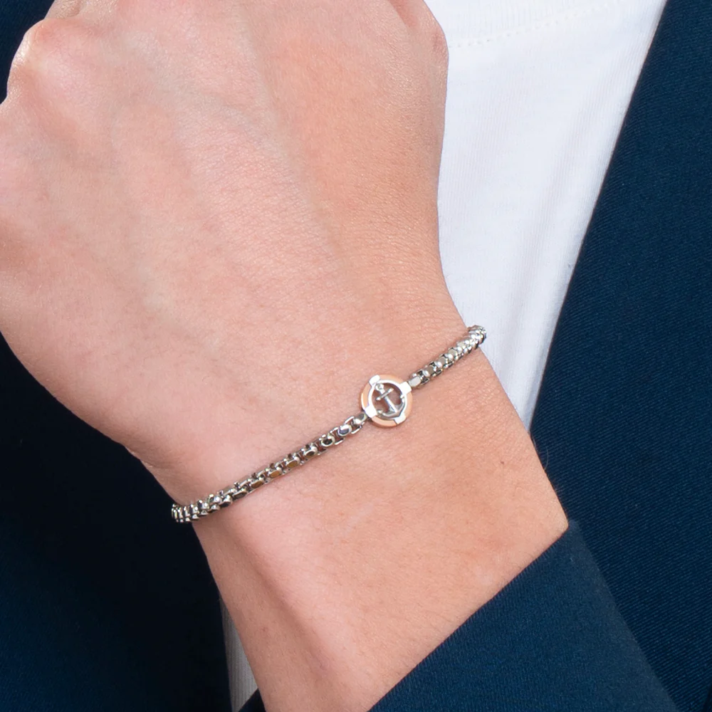 BRACCIALE UOMO IN ACCIAIO ROSA GOLD CON ANCORA - Image 2