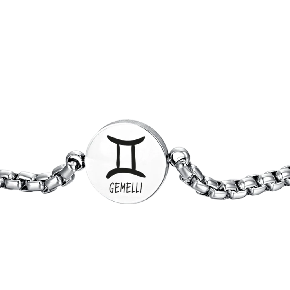 BRACCIALE UOMO IN ACCIAIO SEGNO ZODIACALE GEMELLI PIASTRA - Image 5