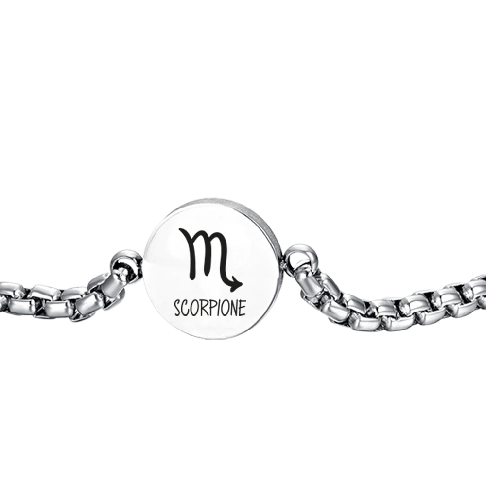 BRACCIALE UOMO IN ACCIAIO SEGNO ZODIACALE SCORPIONE PIASTRA - Image 5
