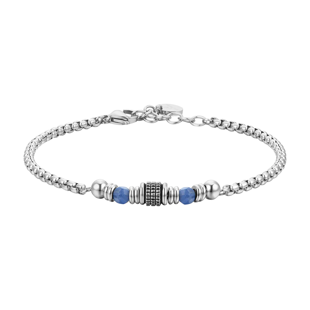 BRACCIALE UOMO IN ACCIAIO SODALITE BLU