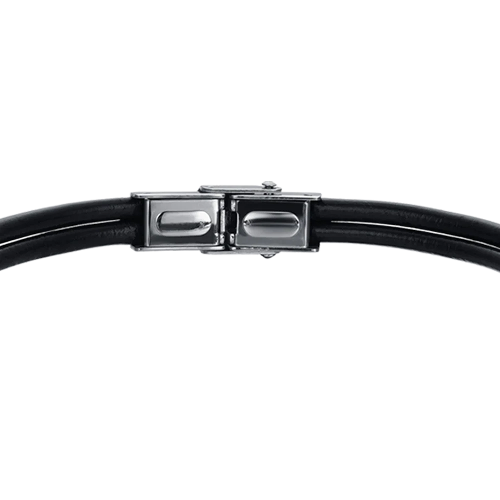 BRACCIALE UOMO IN CUOIO NERO CON ELEMENTI IN ACCIAIO - Image 5