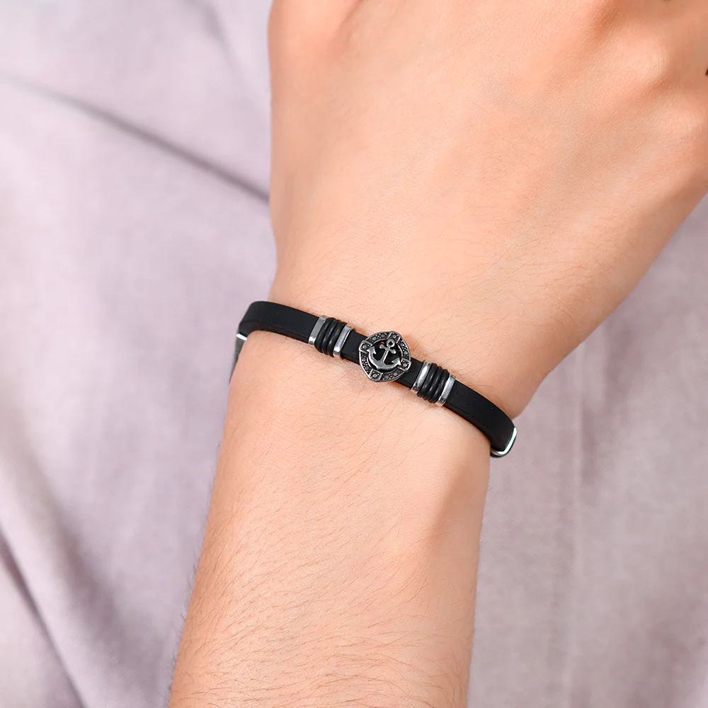 BRACCIALE UOMO IN SILICONE CON ANCORA - Image 2