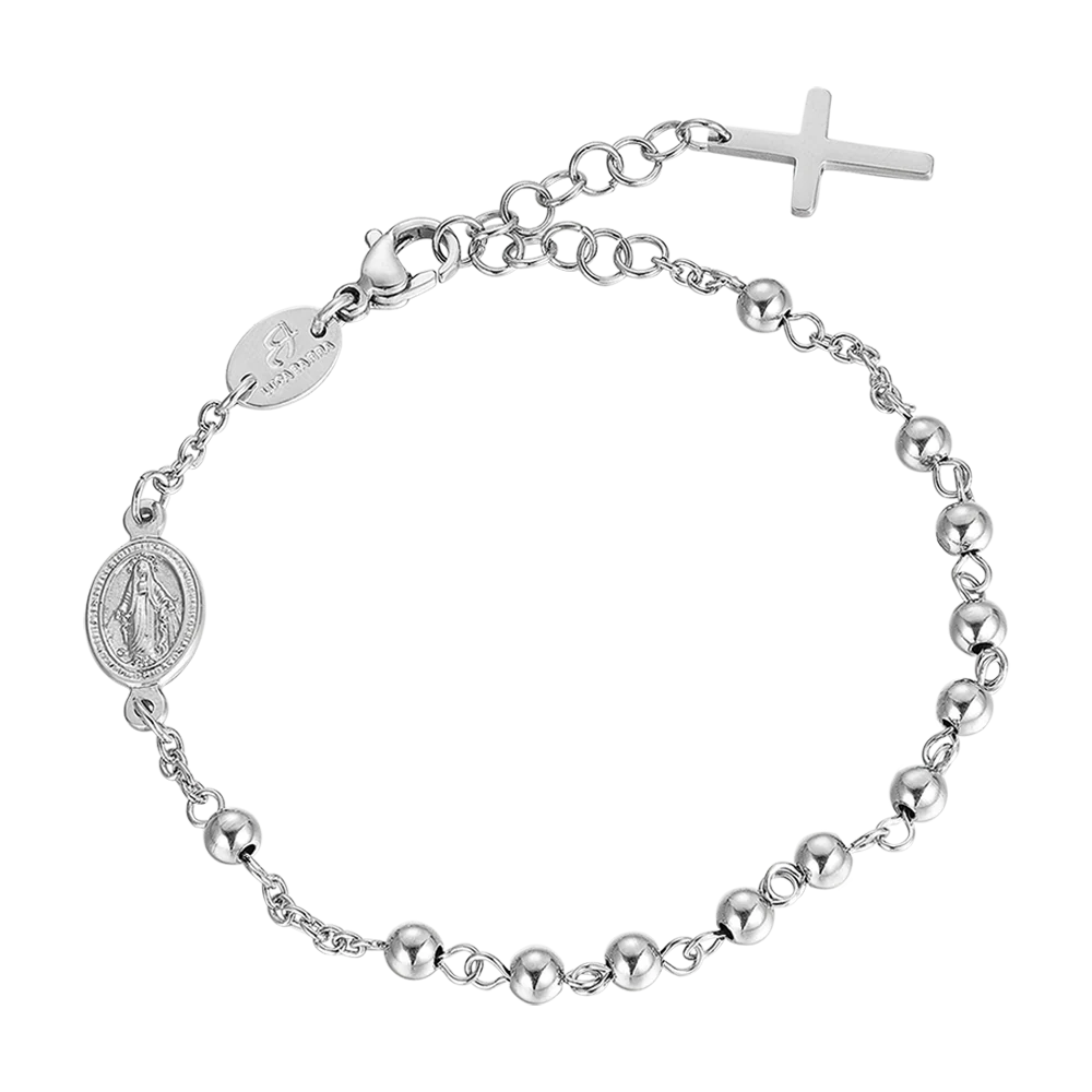 BRACCIALE UOMO ROSARIO IN ACCIAIO CON SFERE ACCIAIO