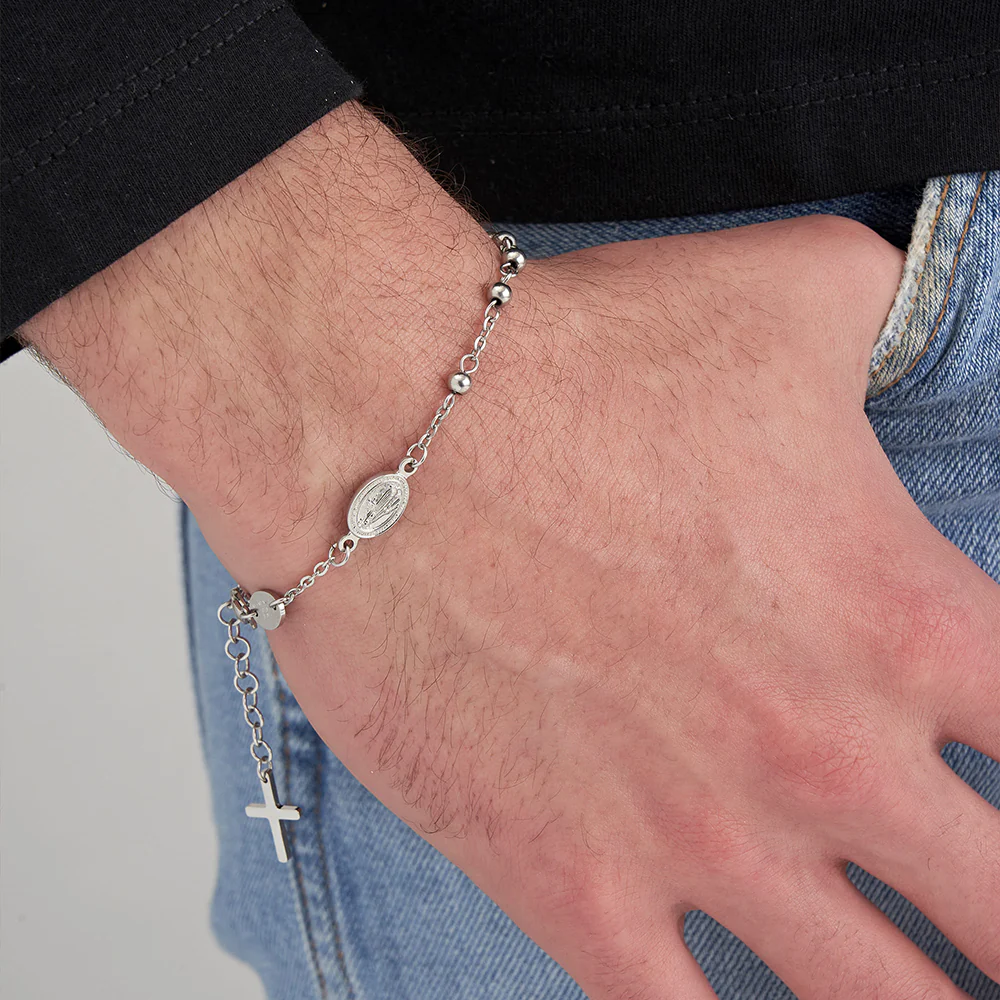 BRACCIALE UOMO ROSARIO IN ACCIAIO CON SFERE ACCIAIO - Image 3