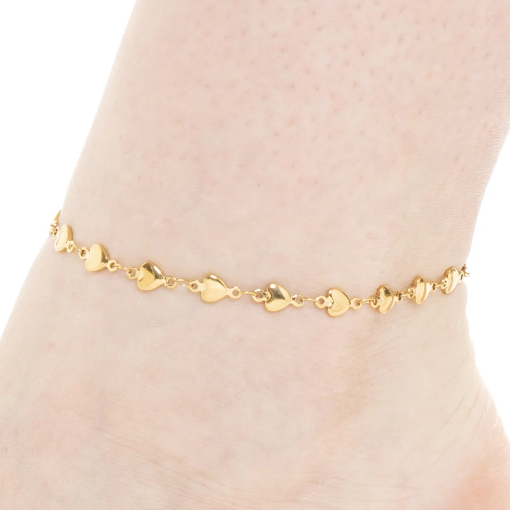 CAVIGLIERA DONNA IN ACCIAIO IP GOLD CON CUORI - Image 2