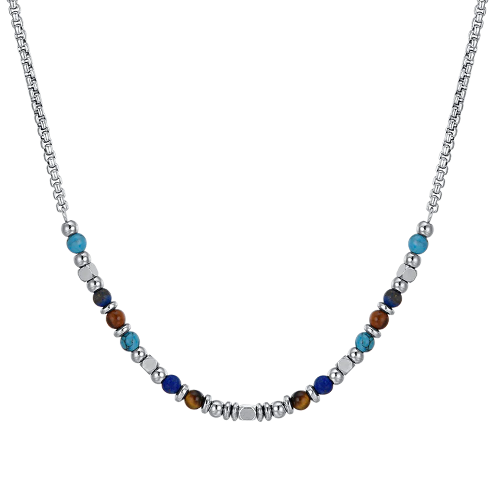 COLLANA BAMBINO IN ACCIAIO CON PIETRE MULTICOLOR