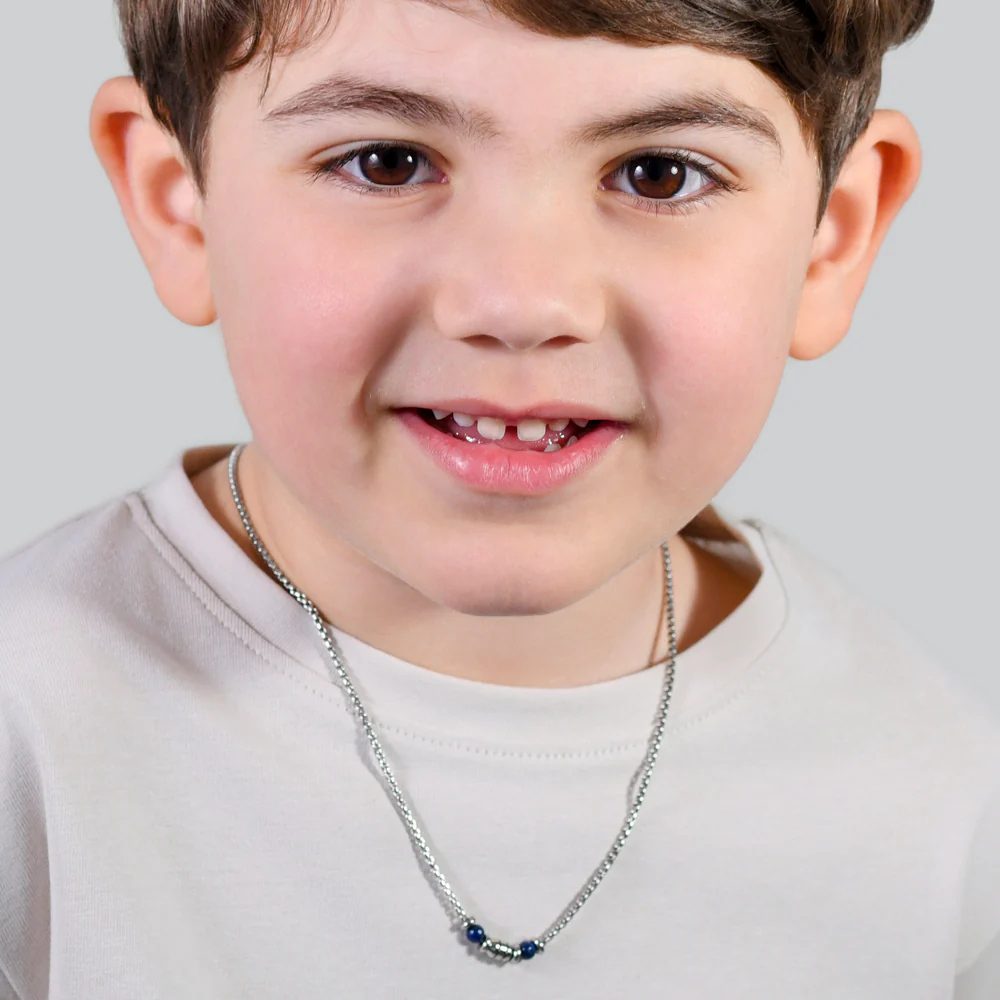 COLLANA BAMBINO IN ACCIAIO PIETRE BLU - Image 3