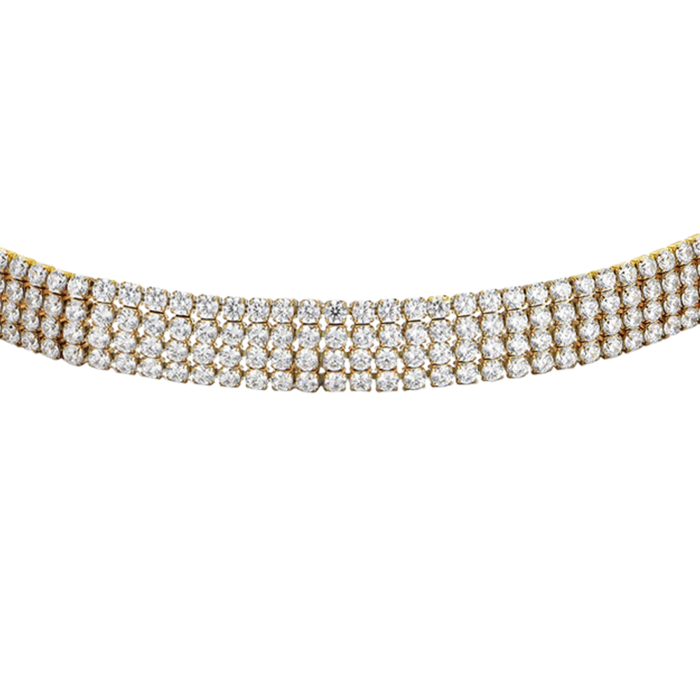 COLLANA CHOKER TENNIS DONNA IN ACCIAIO IP GOLD CON ZIRCONI BIANCHI - Image 4