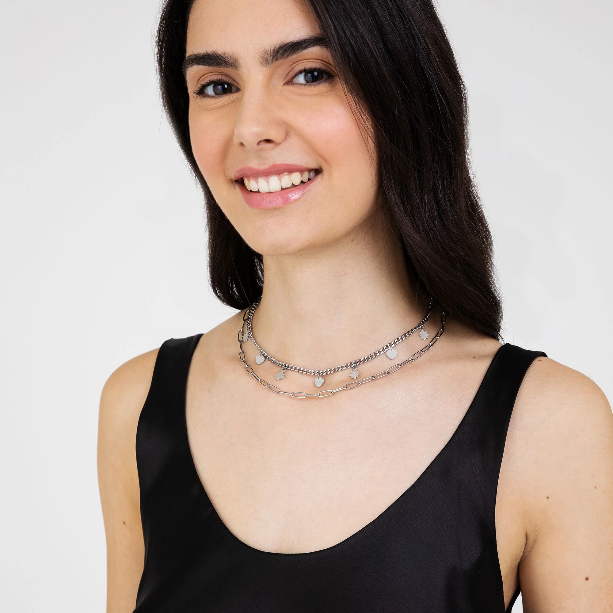 COLLANA DONNA IN ACCIAIO MULTIFILO CON STELLE E CUORI - Image 3