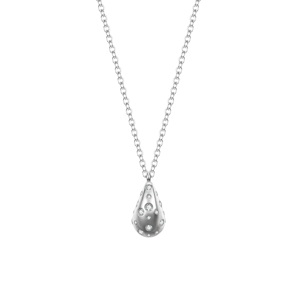 COLLANA DONNA GOCCIA IN ACCIAIO CON CRISTALLI BIANCHI