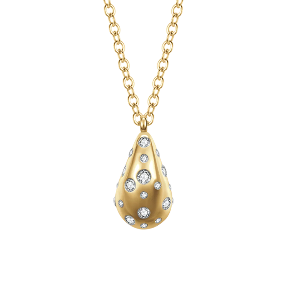 COLLANA DONNA GOCCIA IN ACCIAIO E IP GOLD CON CRISTALLI BIANCHI - Image 4