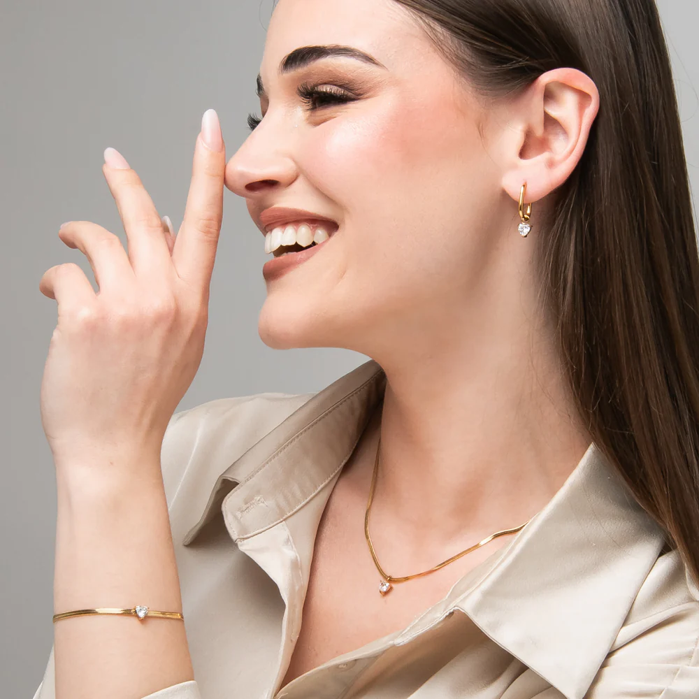 COLLANA DONNA IN ACCIAIO COLORE ORO CON ZIRCONE BIANCO - Image 4