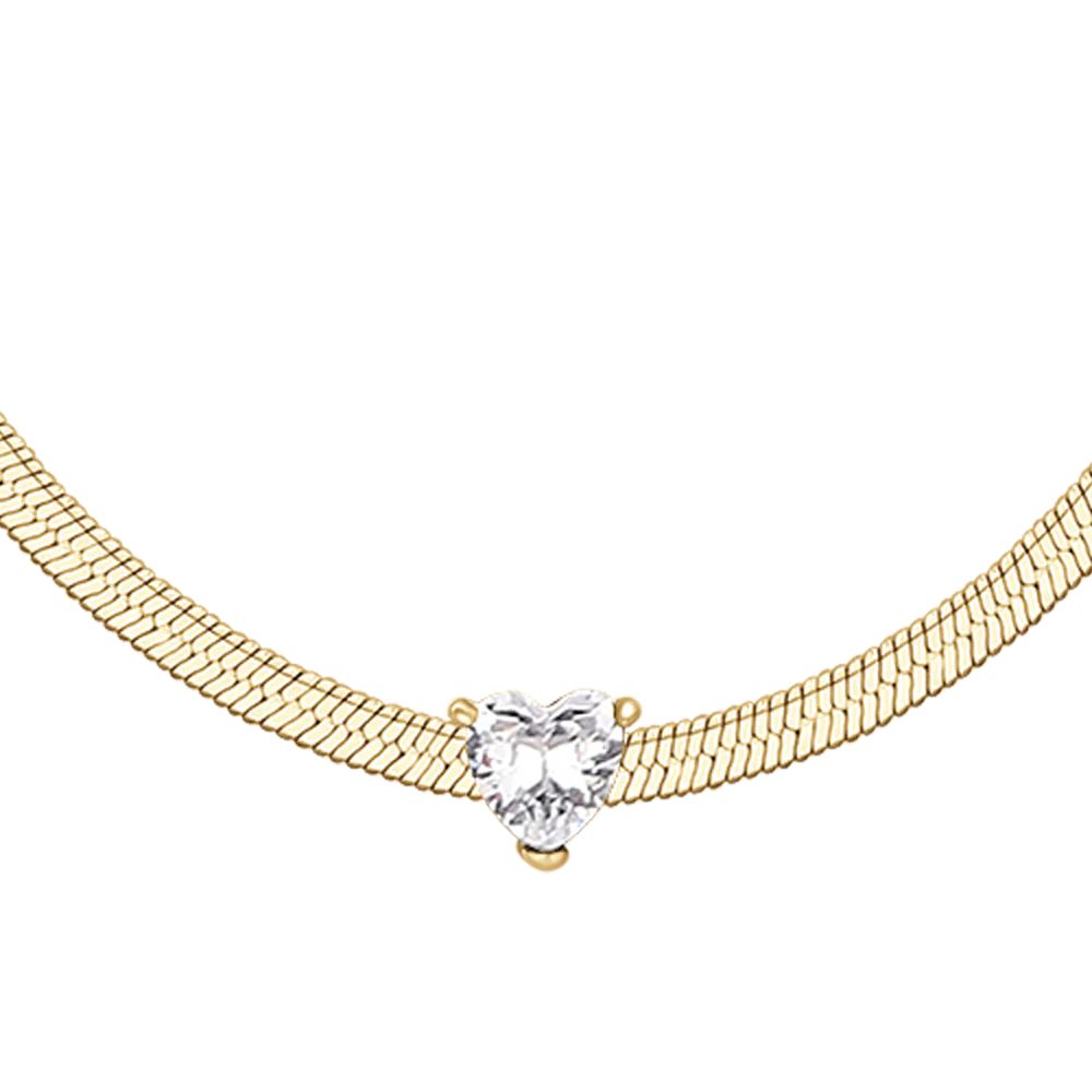 COLLANA DONNA IN ACCIAIO COLORE ORO CON ZIRCONE BIANCO - Image 5