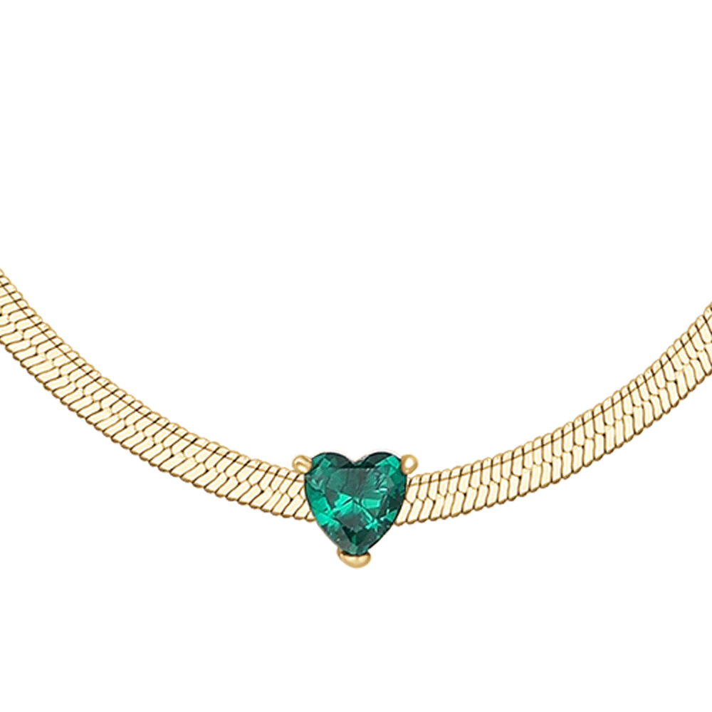 COLLANA DONNA IN ACCIAIO COLORE ORO CON ZIRCONE VERDE - Image 3