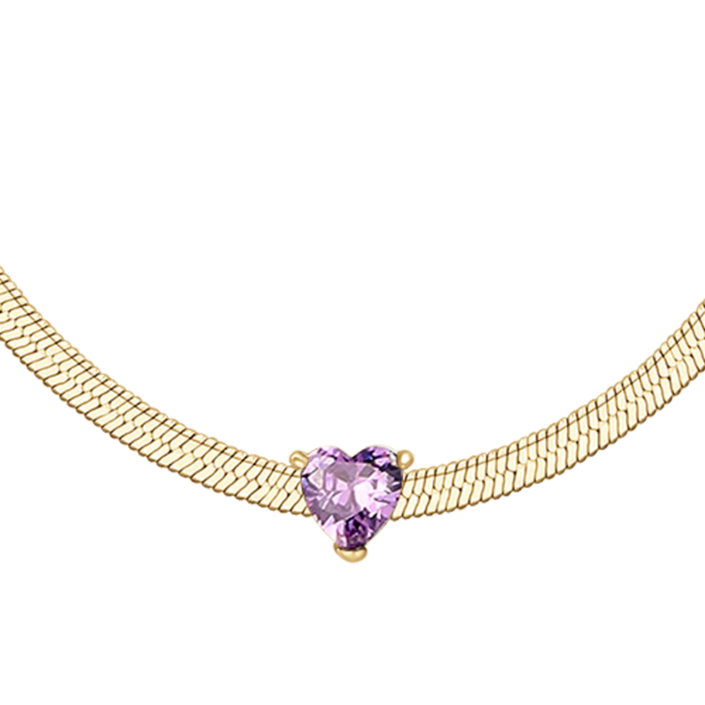 COLLANA DONNA IN ACCIAIO COLORE ORO CON ZIRCONE VIOLA - Image 3