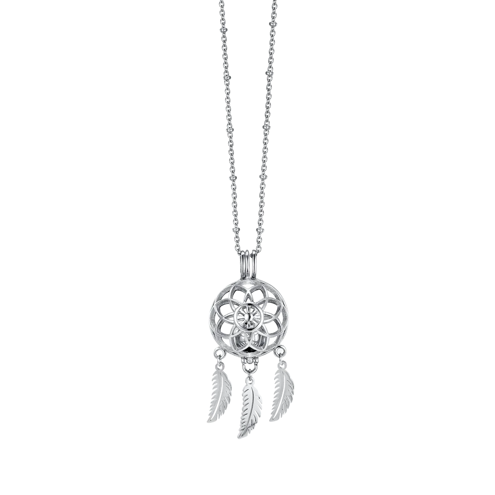 COLLANA DONNA IN ACCIAIO CON ACCHIAPPASOGNI CON CRISTALLI BIANCHI