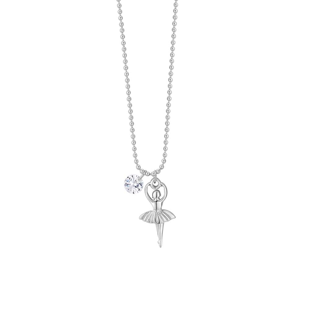 COLLANA DONNA IN ACCIAIO CON BALLERINA E ZIRCONE BIANCO
