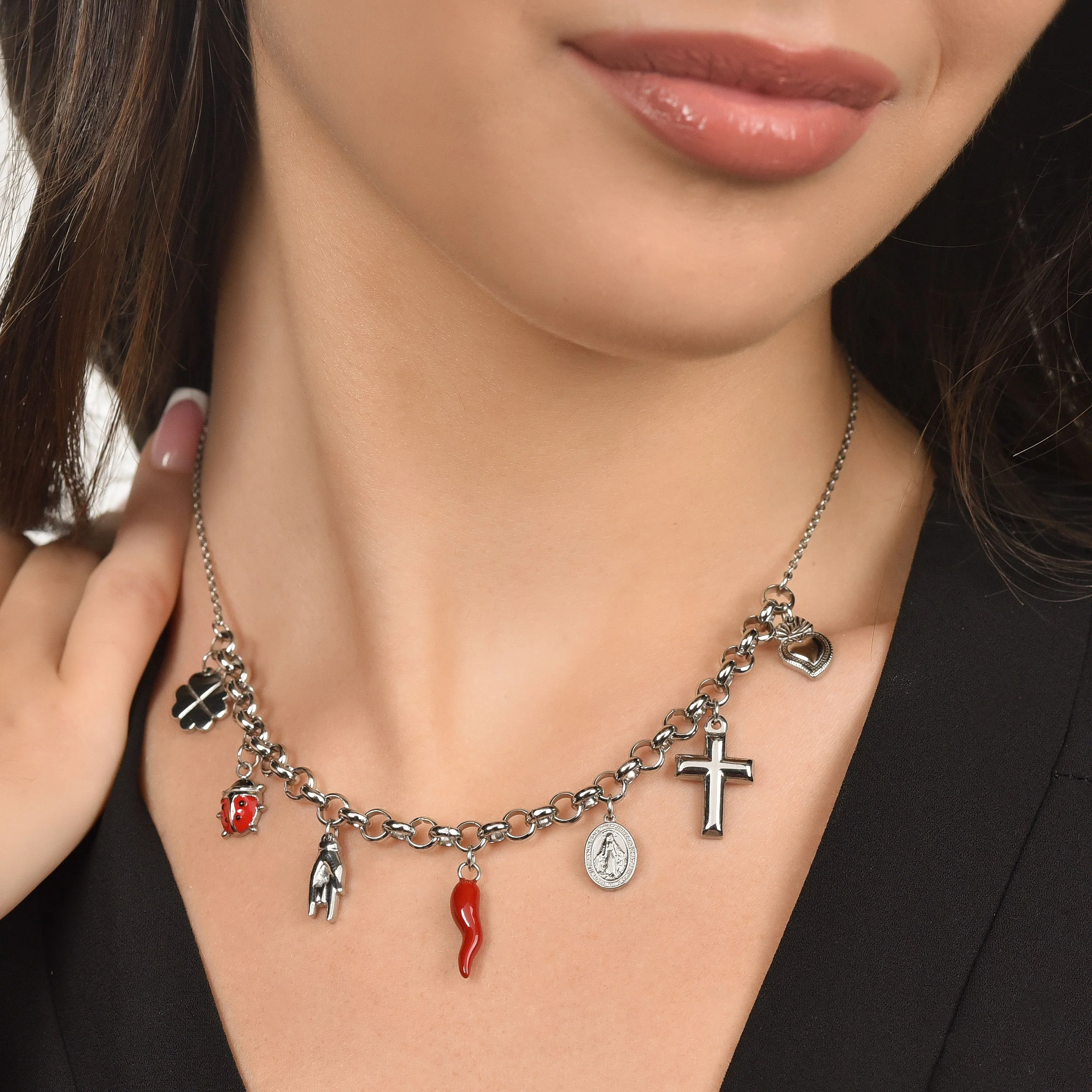 COLLANA DONNA IN ACCIAIO CON CHARMS - Image 2