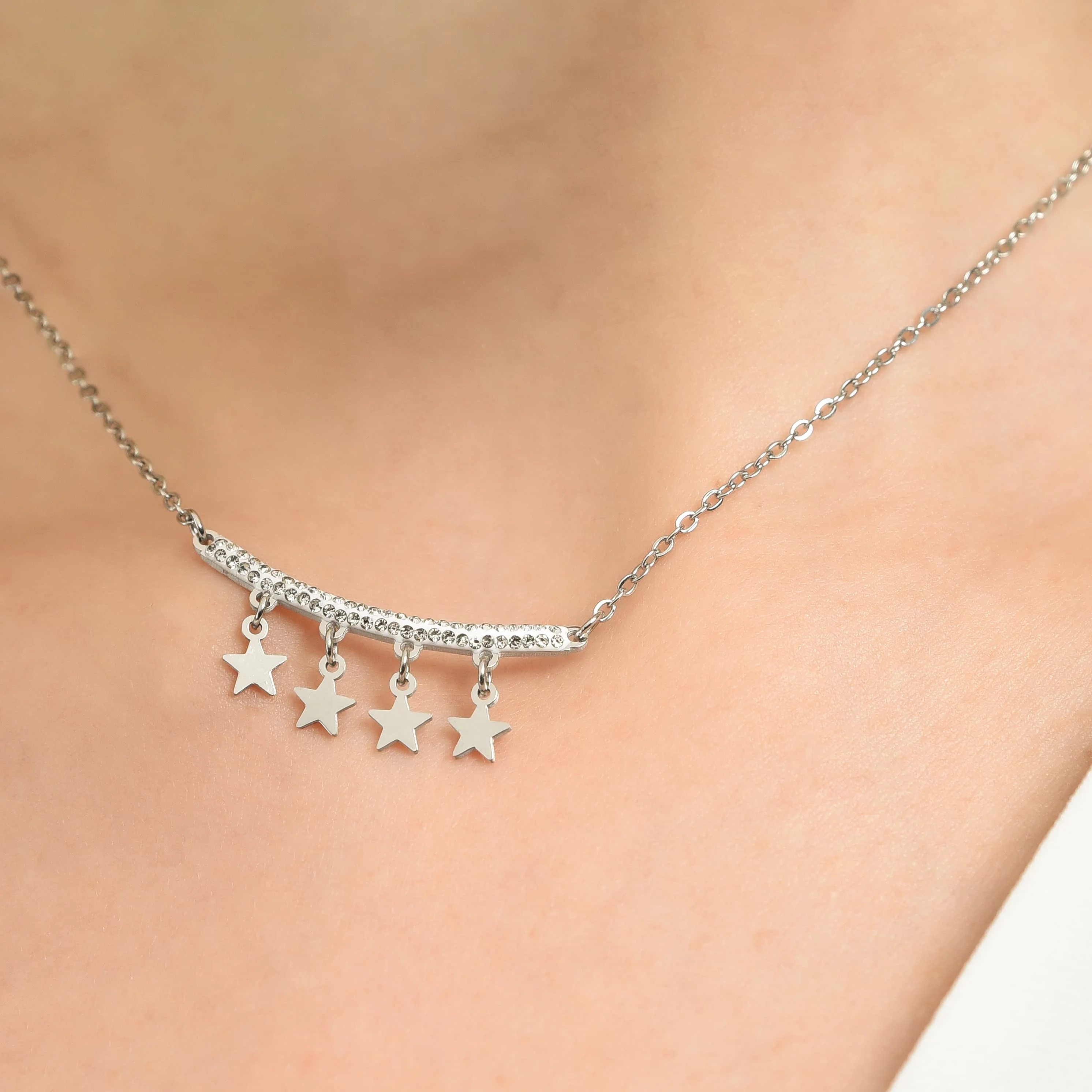 COLLANA DONNA IN ACCIAIO CON CIONDOLI STELLE - Image 2