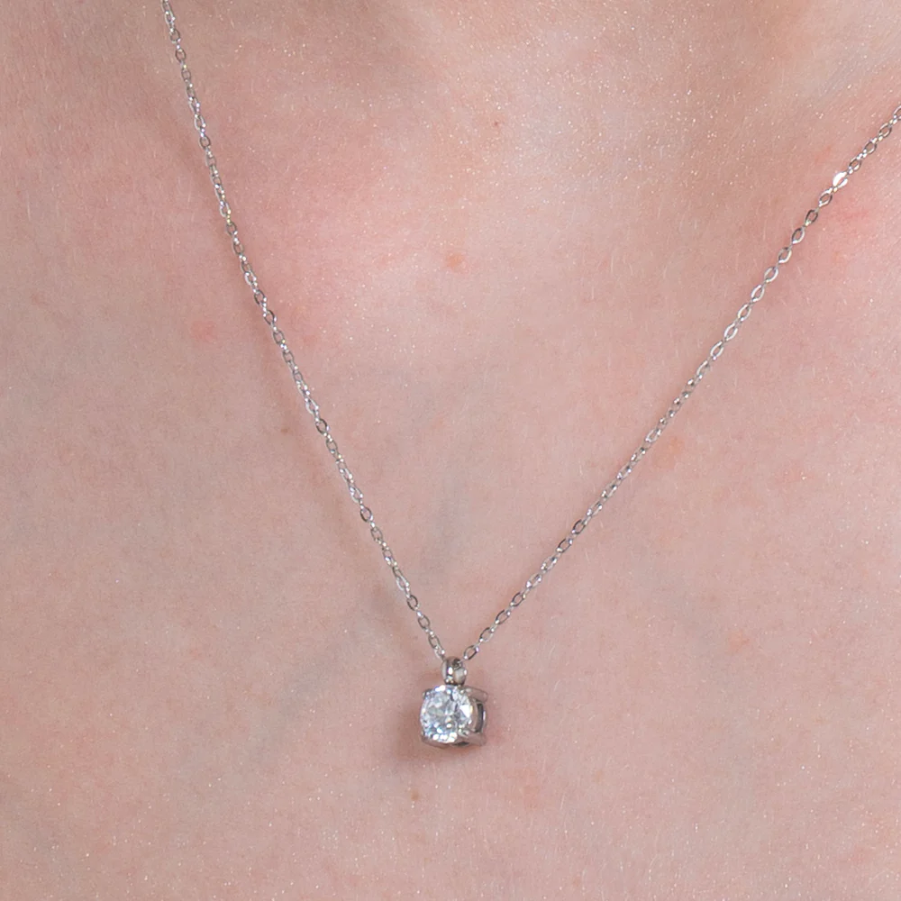 COLLANA DONNA IN ACCIAIO CON CRISTALLO BIANCO - Image 2