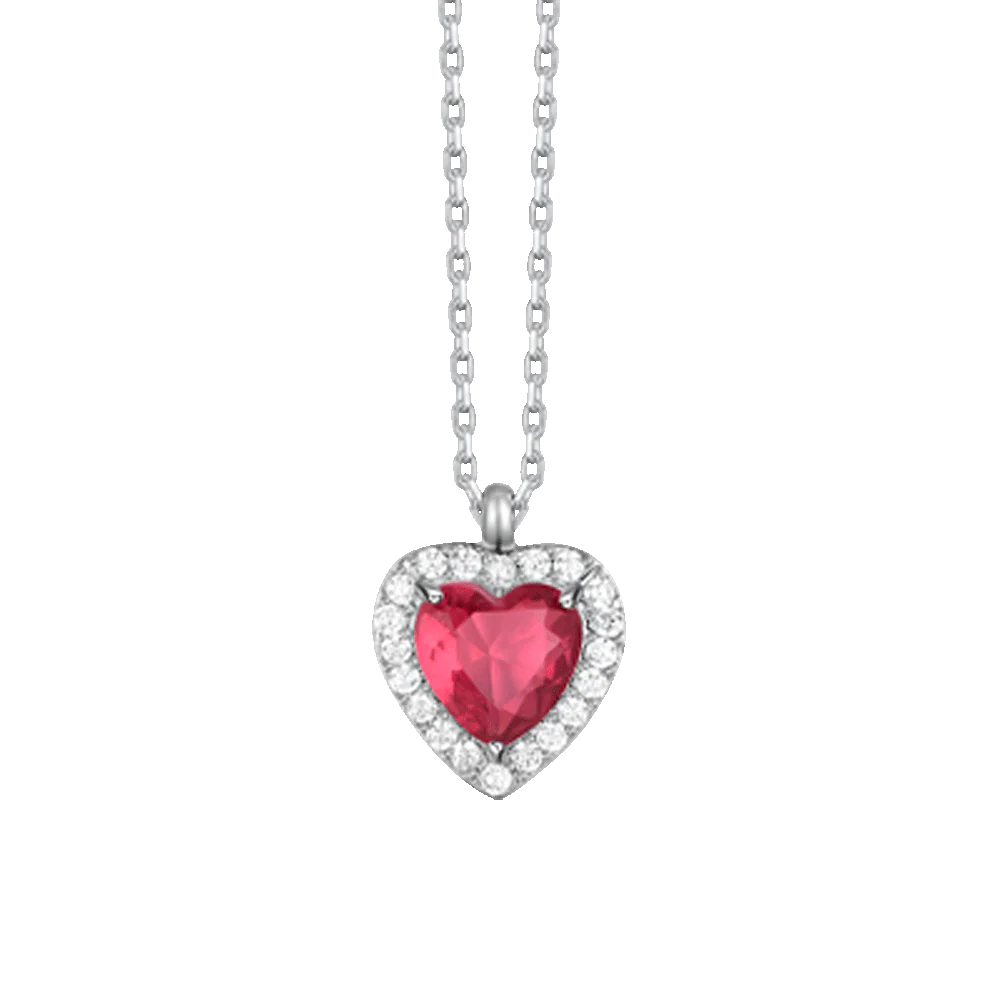 COLLANA DONNA IN ACCIAIO CON CUORE CON ZIRCONI ROSSI E BIANCHI - Image 4