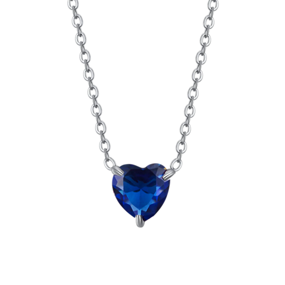 COLLANA DONNA IN ACCIAIO CON CUORE CRISTALLO BLU - Image 4